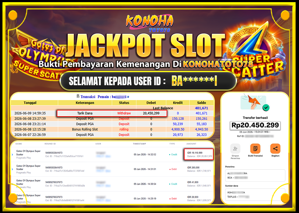 KONOHATOTO78 JACKPOT GATES OF OLYMPUS SUPER SCATTER Rp.20.450.299 LUNAS